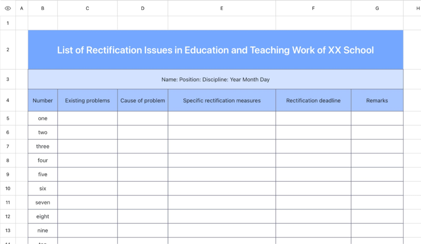 List of rectification of problems in teaching and education 1